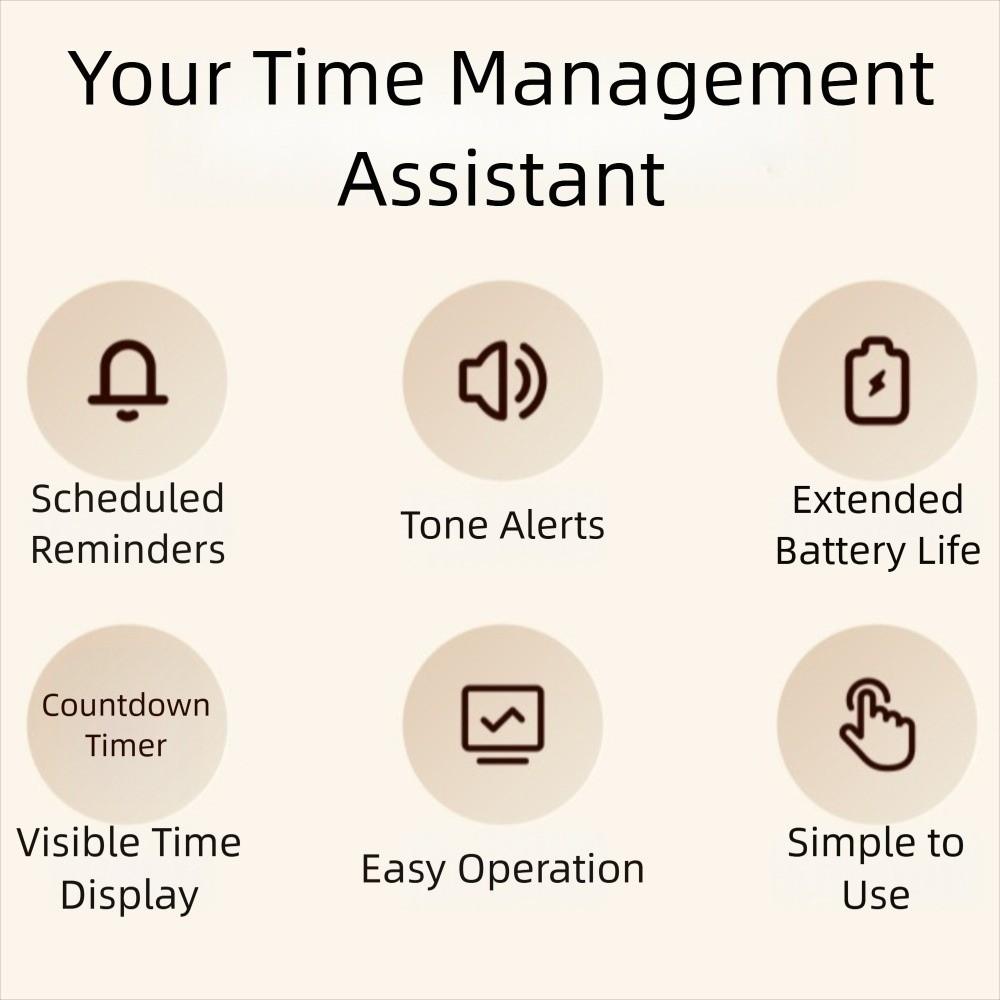 Ultra Silent Visual Timer Round/Square Kitchen Timer Countdown Alarm Clock  Kids Children Reminder