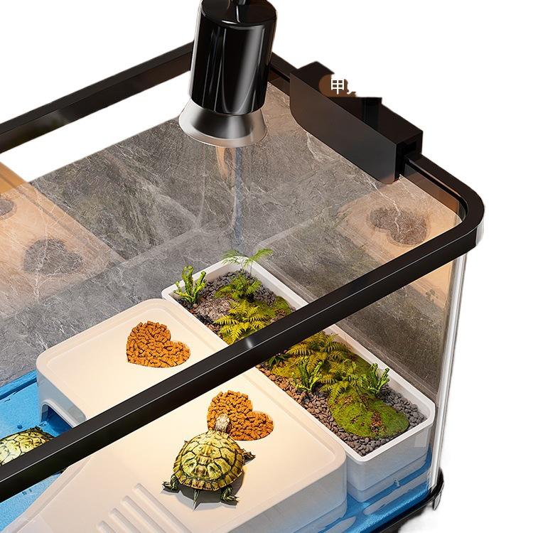 Маленький аквариум для черепах Экологичная настольная вилла с террасой для загара для разведения бразильских черепах