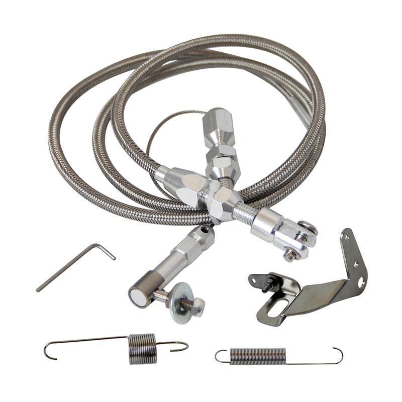 Stainless Steel Universal 24"/36'' Throttle Gas Cable & Spring Set Street Hot Rod Performance For Ford Chevy Silver