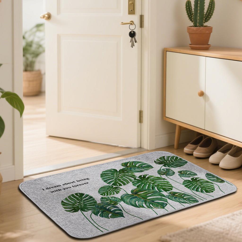 Цветочный льняной коврик для пола с принтом, придверный коврик для входа во двор, противоскользящий коврик для пола в ванной, ковер