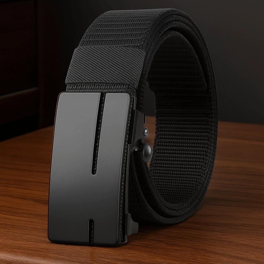 Solid Color Men Nylon Belt Zinc Zinc Alloy Sturdy Cloth Belt Adjustable Cloth Waistband Boys