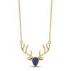 Blue Sapphire Stag Head Necklace - Sterling Silver