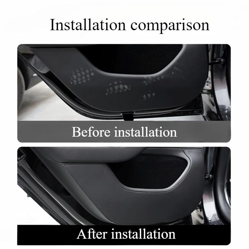 Накладка на дверь автомобиля против ударов для Tesla Model Y Juniper 2025 Кожаная наклейка Накладка Защитная накладка на порог боковой двери Декор интерьера