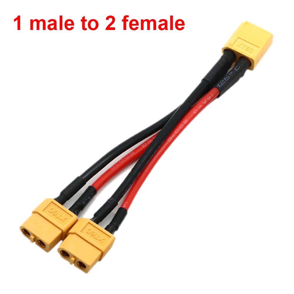 Параллельный разъем XT60 для аккумулятора, кабель «папа/мама», двойной удлинитель-разветвитель, силиконовый провод 14AWG для зарядного устройства RC-аккумулятора