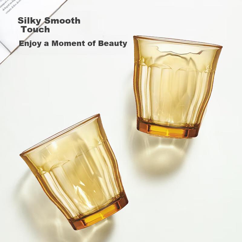 JD Original Glass Cups, Heat-Resistant Tea Cups for Men And Women, Coffee Mugs [Amber Color], Set of 2