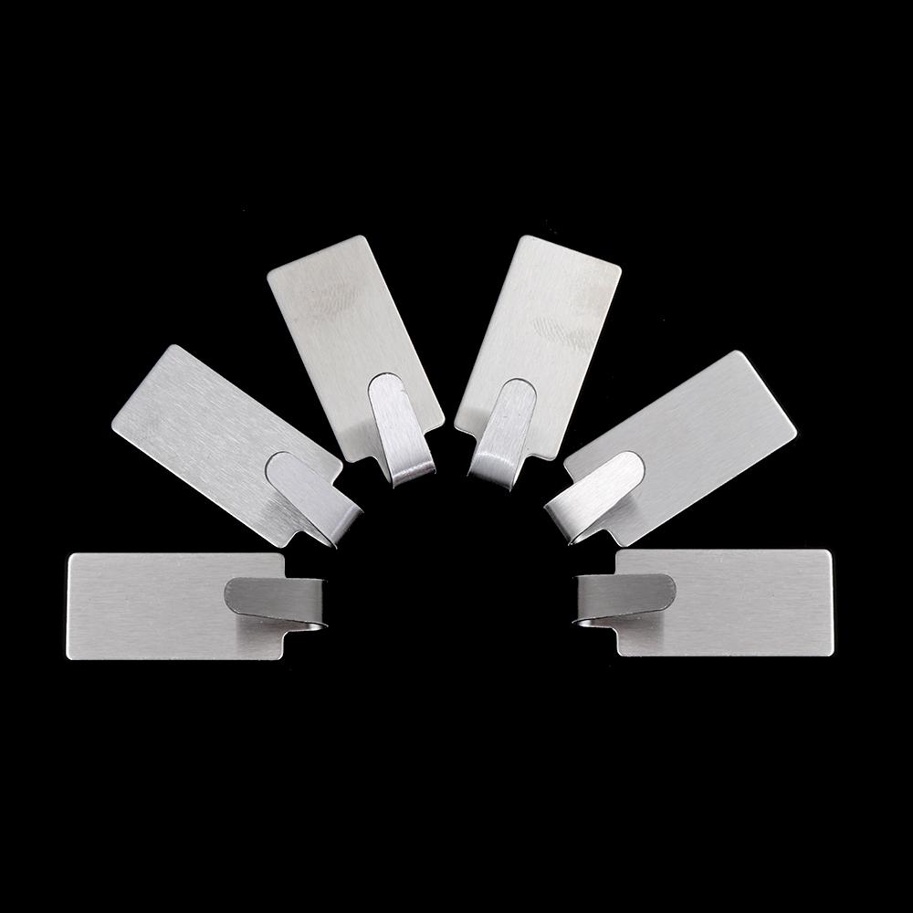 6 pcs New Kitchen Office Self Adhesive Wall Hooks Stainless Steel Cloth Hanger
