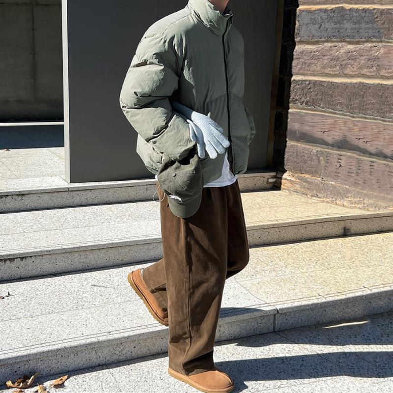 Короткое хлопковое пальто с воротником-стойкой для мужчин, зимнее свободное теплое хлопковое пальто, модное пальто в корейском стиле