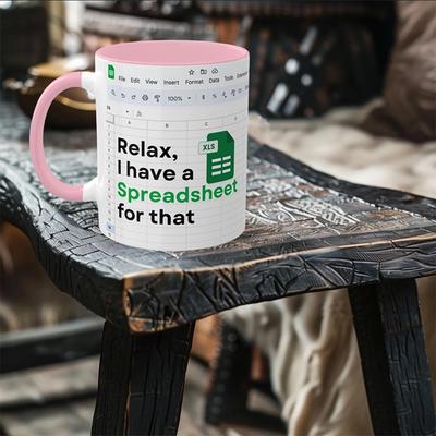 Кружка с узором Excel, керамическая чашка для чая, креативная настольная кофейная чашка, портативная кружка для воды, чашка для сока и молока, для офиса и дома, забавный подарок