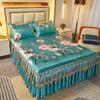 3 предмета постельных принадлежностей, классическое кружевное королевское синее покрывало, юбка, можно стирать в машине, с резинкой для простыней королевского размера, кровати