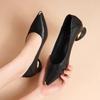 Fashion New Pointed Toe Shallow Mouth Square Heel Leather Shoes Women's Elegant Fashion High Heels Dress Office Shoes Zapatos De Mujer