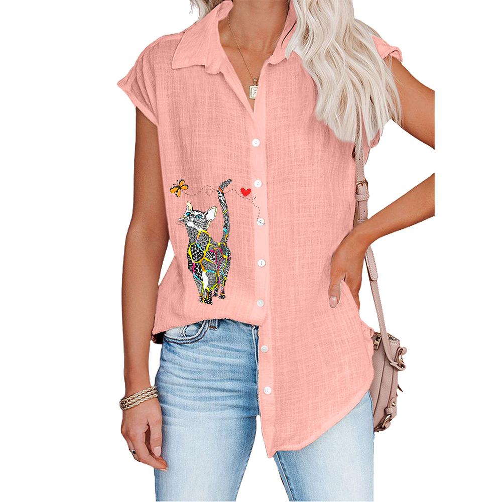 Женская модная футболка с коротким рукавом, весна-лето, повседневные блузки с принтом, тонкие рубашки-кардиганы больших размеров