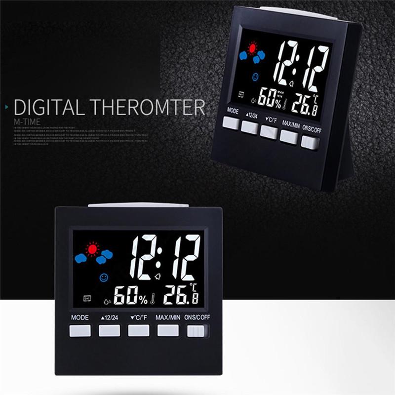 Голосовое управление ЖК-экраном Термометр Часы Внутренний монитор влажности Электронные цифровые часы