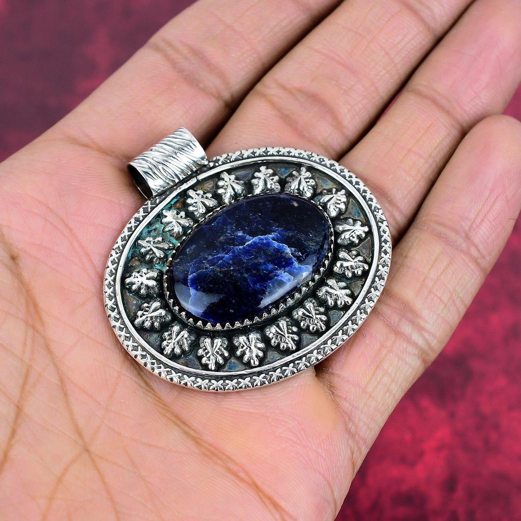 Подвеска с содалитом, драгоценный камень, 925 пробы, серебряное ювелирное украшение, ручная работа, подвеска с камнем по дате рождения, подарок для него