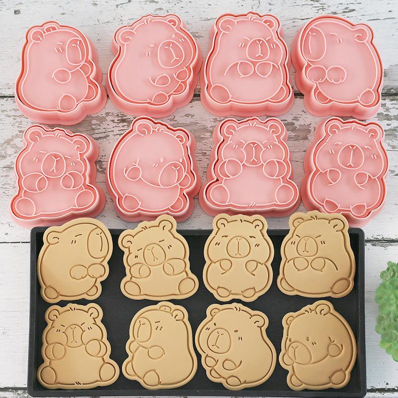 8Pcs/Set Cat Cookie Cutters Plastic 3D Cartoon Pressable Biscuit Mold Cookie Stamp Kitchen Baking Pastry Bakeware Tool