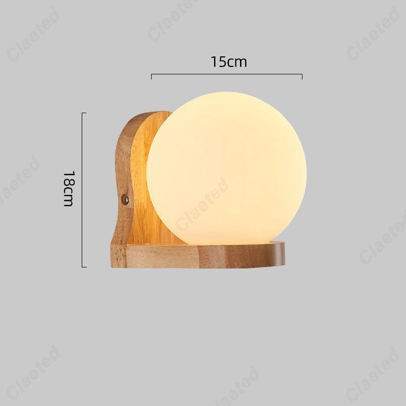 LED Glass Lampshade E27 Wooden Wall Lamp Bedroom Bedside Wall Lamp Home Living Room Bedroom Hallway Balcony Lighting Fixture