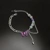 Fashion Trendy Handmade Purple Butterfly Pearl Chain Bracelet Beautiful Small Fresh Personality Bracelet Women