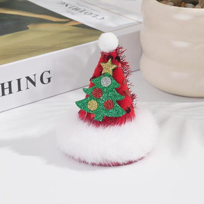 Рождественские заколки для волос для девочки: Милые елочные украшения в виде шапок Санты для детских головных уборов и фотореквизита