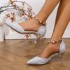 Летние новые свадебные туфли тонкий каблук темперамент Муза веер одинарные туфли серебристые высокие каблуки чувство дизайна нишевые сандалии