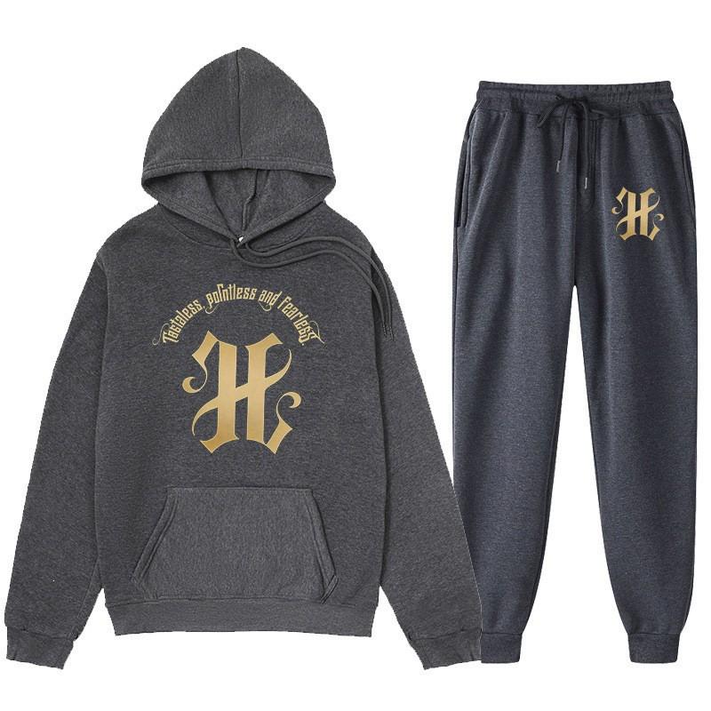 Mens Hooded Sweatshirt With Gothic Arc Letter Print Fleece-Lined Casual Pullover