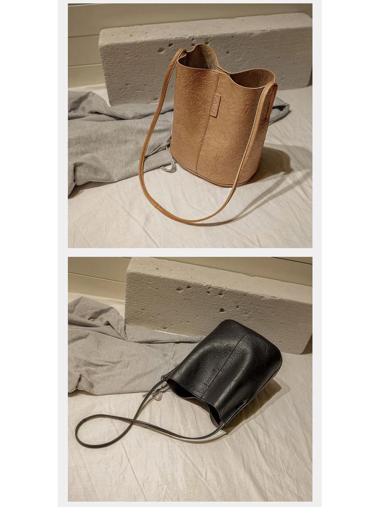 2025 Retro Suede Leather Bucket Handbag - Large Capacity Women's Crossbody & Shopping Bag