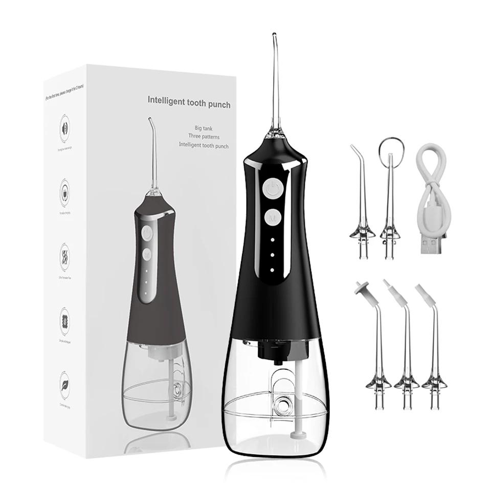 Портативный ирригатор для полости рта, USB перезаряжаемая ирригационная ирригатор, стоматологическая струя воды, резервуар для воды 330 мл, водостойкий очиститель зубов, 5 насадок