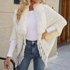 Autumn Winter Sweaters Women's Tops Fur Collar Tassel Shawl Women's Fashion Casual Knitted Cape Jacket