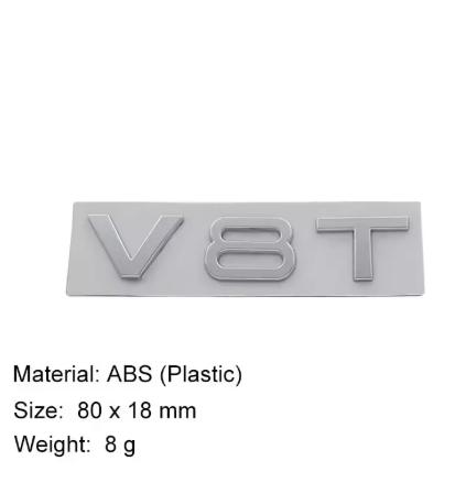 3D V8T V6T V6 V8 T car Hood Fender trunk Rear Bonnet Nameplate Decal Emblem Badge Sticker for A1 A3 A5 A6 A4 A7 Q3 Q5 Q7