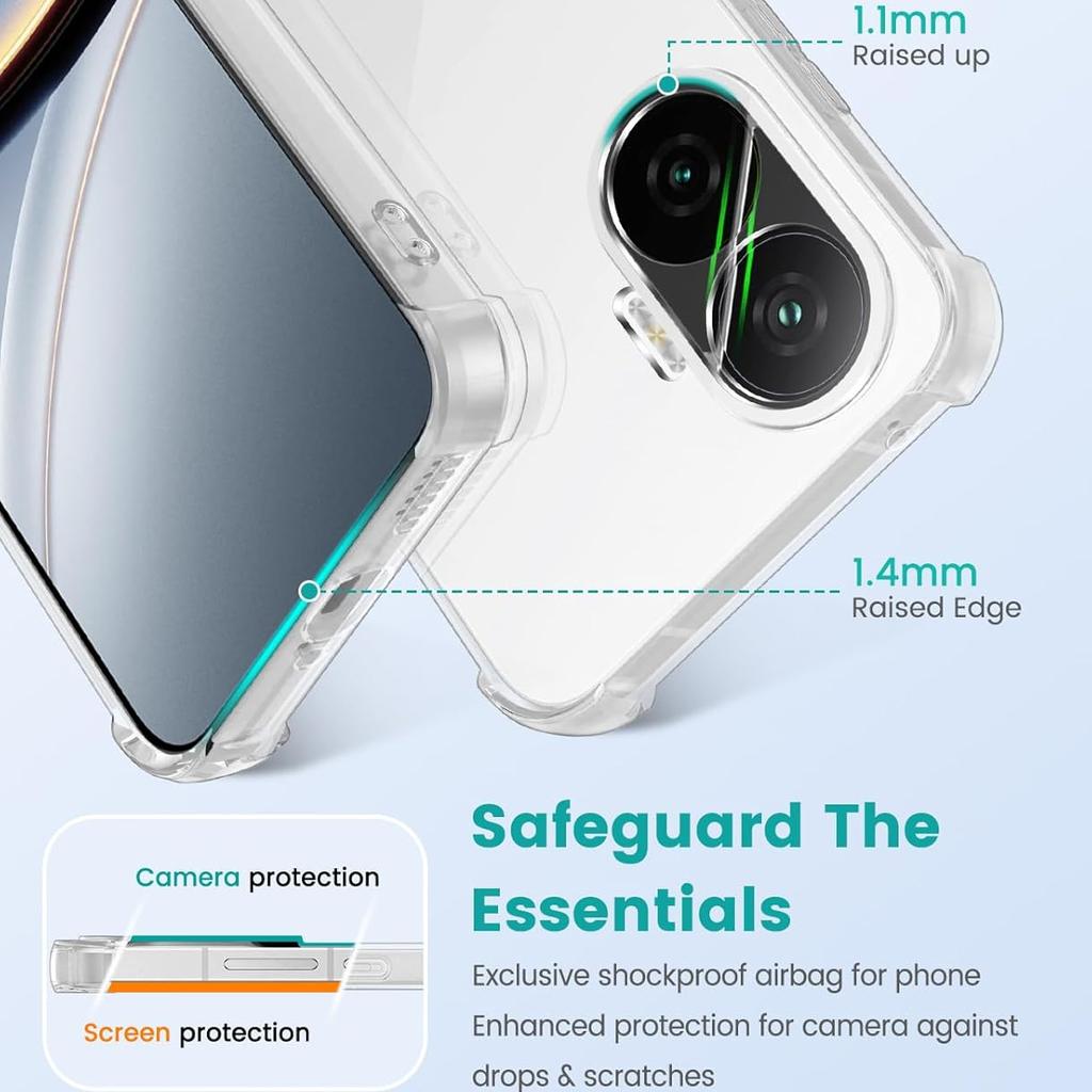 Прозрачный противоударный чехол из ТПУ с четырьмя углами для Xiaomi Poco F7 5G Защитная крышка Прозрачная накладка Рамка Fundas