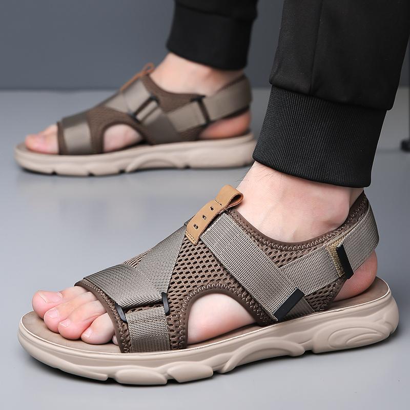 Fashion Thick Soled Sandals Men's Tide Summer Style Mesh Outdoor Hiking Leisure Sports Hollow Out Sandals Comfort Breathable Beach Shoes