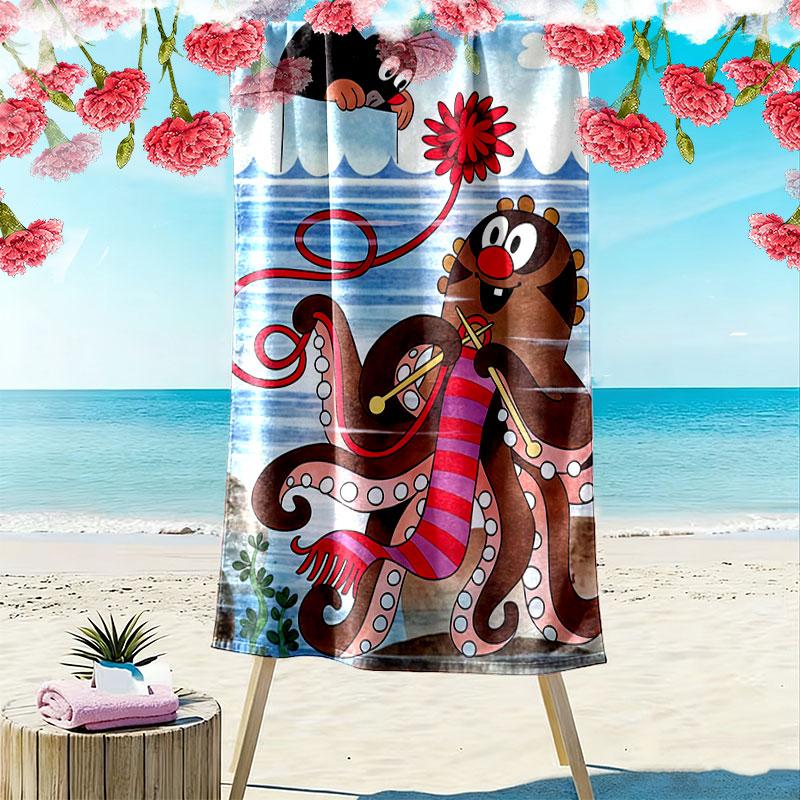 Krtek poster Beach Towel, Large Soft Quick Dry Towel for Beach Camping Swimming
