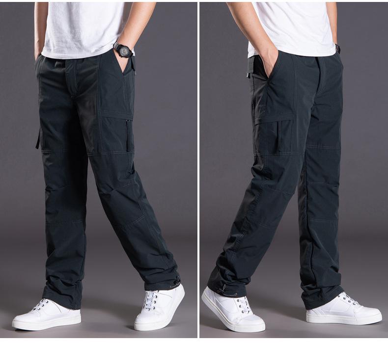 Men's Winter Fleece-Lined Cargo Pants - Warm, Casual, Elastic Waist, Plus Size, Trendy Style