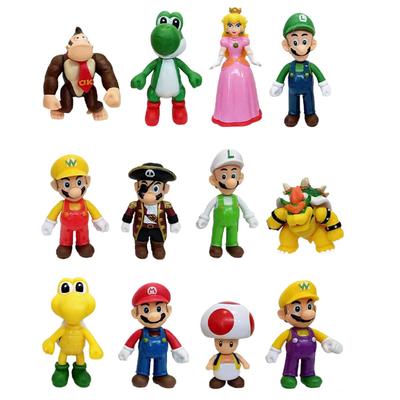 Набор фигурок Super Mario 12 шт. 10 см Подвижные суставы Аниме Фигурки Игрушки для детей Подарок на День рождения Рождество для мальчиков