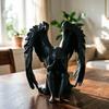Фигурка Ангела, закрывающего лицо, Матовый черный, 3D-печатная скульптура, Сидящий меланхоличный ангел с детализированными крыльями для декора дома и офиса