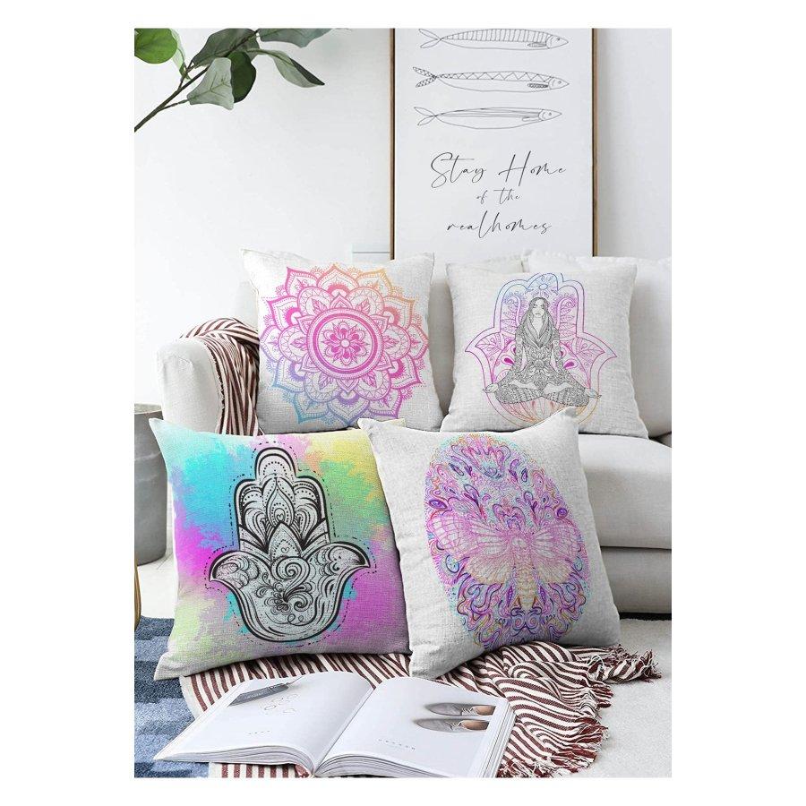 Набор из 4 двухсторонних чехлов для подушек с цифровой печатью