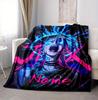 Custom Name Blue Eyes Connection Flannel Blanket Throw Blanket Soft Warm Sofa Bed home Decor Unique Gift