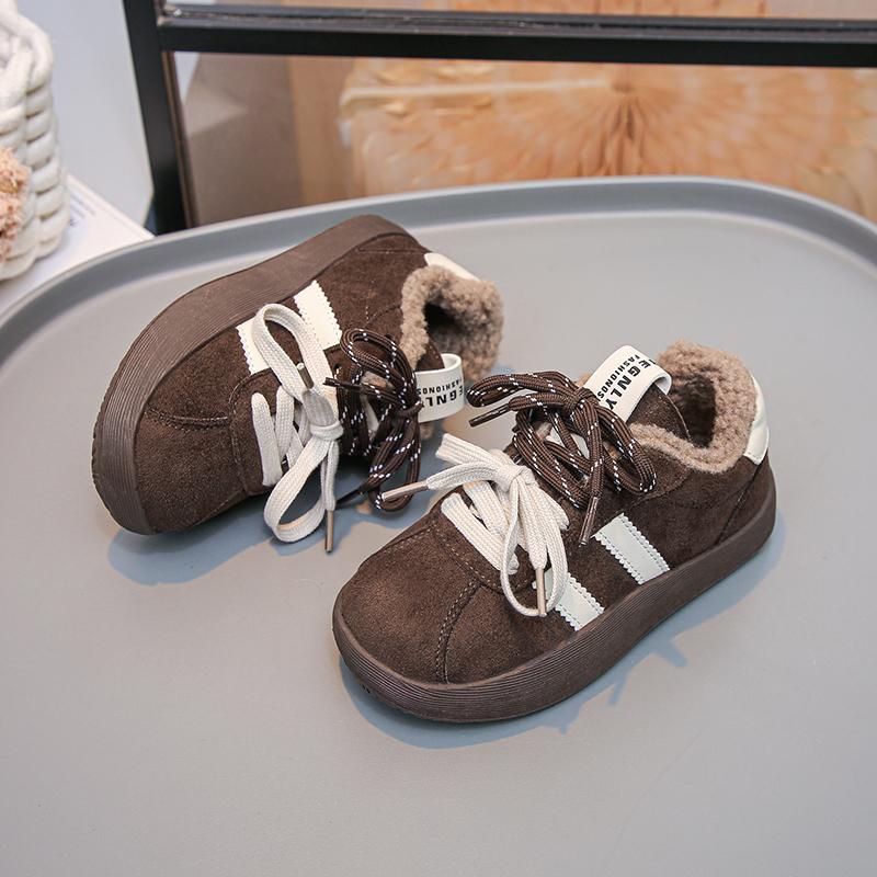 Winter New Soft Bottom Casual Shoes Children's Thick Bottom Lifting Board Shoes Girls Fleece Sports Shoes