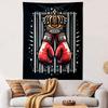 "Boxing Gloves and Crown Behind Bars" Patterned Tapestry Decorative Wall Hanging, Home Bedroom Living Room Decor