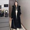 Imitation Mink Velvet Coat Autumn and Winter Women's Long Over-the-knee Loose Large-size Hooded Jacket