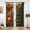 Christmas Room Christmas Tree Fireplace Curtains for Bedroom Living Room Drapes Kitchen Children Window Curtain Home Decor