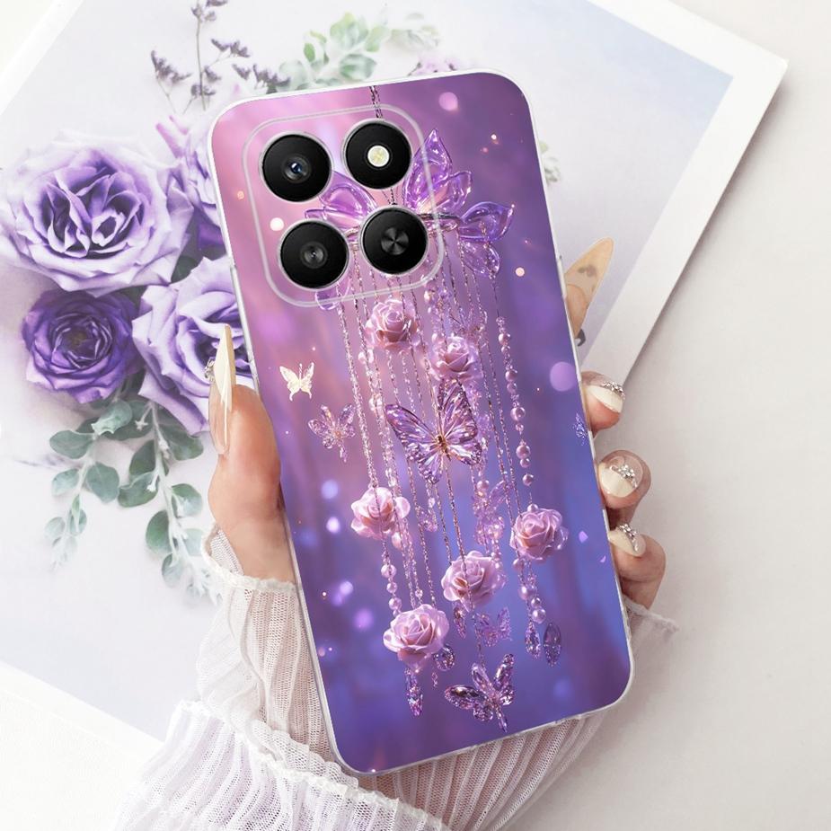 For Honor 400 Smart 5G Case LGN-NX1 Luxury Flowers Butterfly Painted Cover Silicone Case For Honor X7d X 7d HonorX7d Soft Fundas