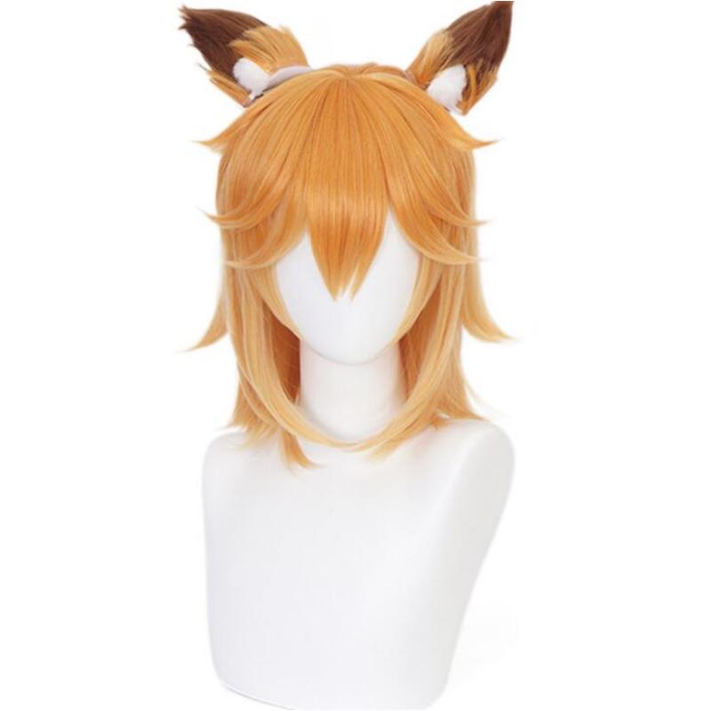Аниме Sewayaki Kitsune no Sko-san Seno парики Косплей Костюм Хэллоуин вечерние Лолита градиент короткие волосы парик с ушками