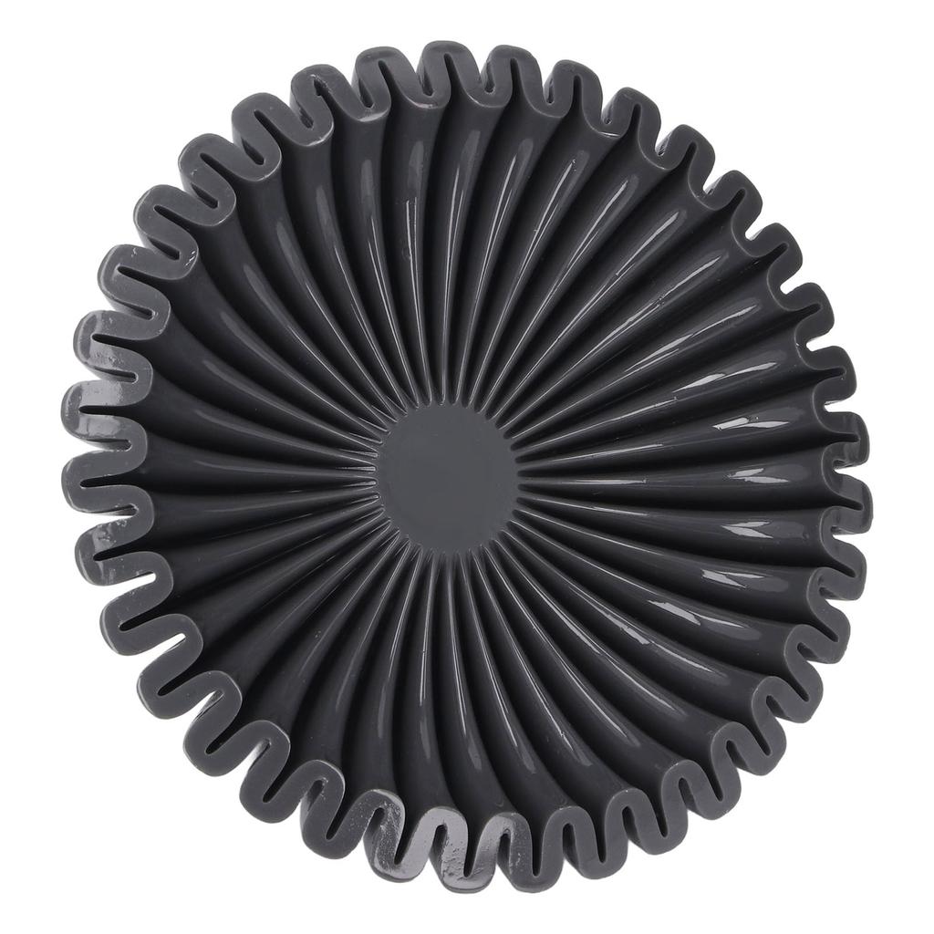 Black Bowl Resin Decorative Modern Grooved Fruit Bowl Centerpiece for Kitchen Counter Home Decor Gift