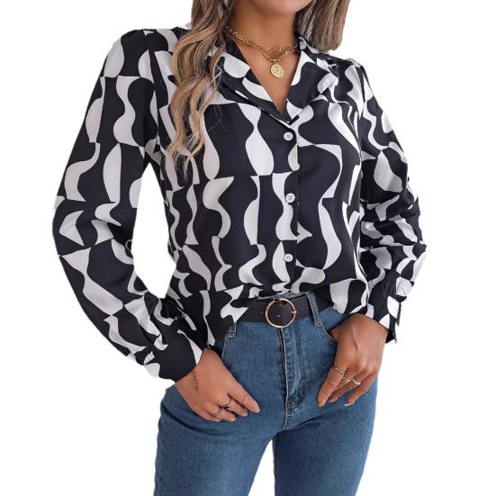 Women's Button Down Shirt Casual Long Sleeve Lapel Top Loose Printed Streetwear Clothing for Work Party Vacation Travel