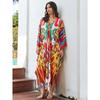 Женское платье-кафтан в стиле бохо большого размера с контрастным принтом свободного кроя Vacay Beach