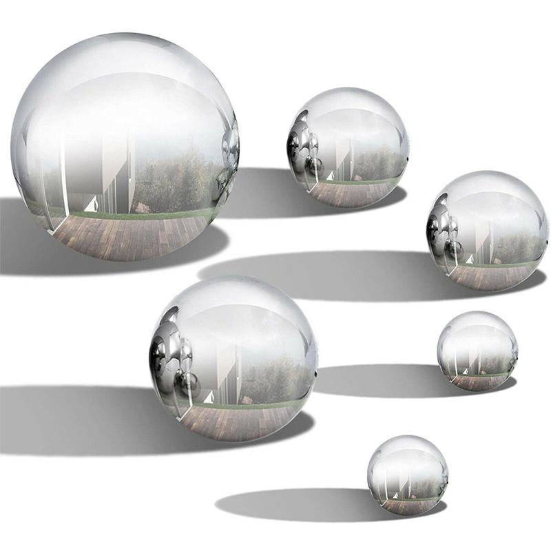 6Pcs Stainless Steel Gazing Balls Gloss Sphere Mirror Hollow Ball for Home Garden Decoration Ornament Crafts
