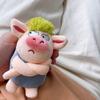 Adorable Animal Keychain Green Funny Hair Animals Pig Doll Toy Plush Pendant