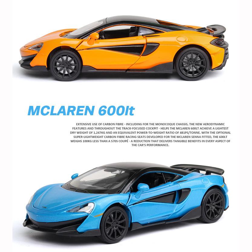 1:32-масштабная металлическая модель автомобиля McLaren 600LT, машинки с откатным механизмом со звуком и светодиодами, литые игрушечные машинки, подарок на день рождения для мальчиков и девочек