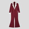 INCERUN Oversized Men Long Sleeve Stitching Slim Waist Casual Long Flare Rompers Jumpsuits