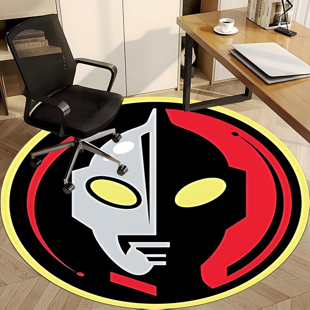 1pc Ultraman Chair Carpet for Office Non Slip, Machine Washable Rug for Office, Room Holiday Decor for Christmas, Birthday Polyester