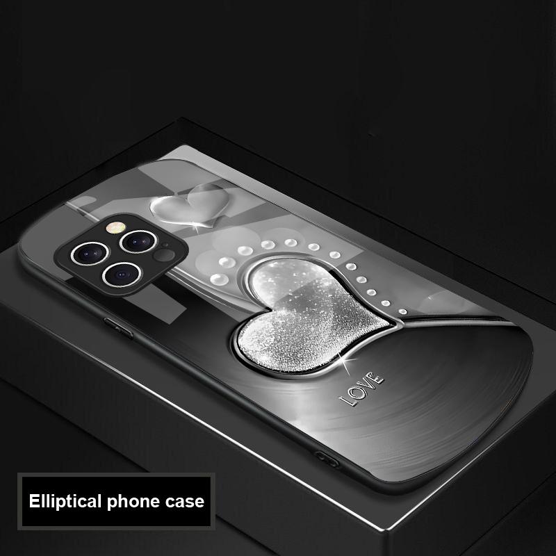 Градиент Любовь Серебро Для iPhone 16 Pro Max 15 Pro 14 13 12 Mini 11 XS Max XR 7 8 Plu SE 2022 Эллиптический Стеклянный Чехол для Телефона